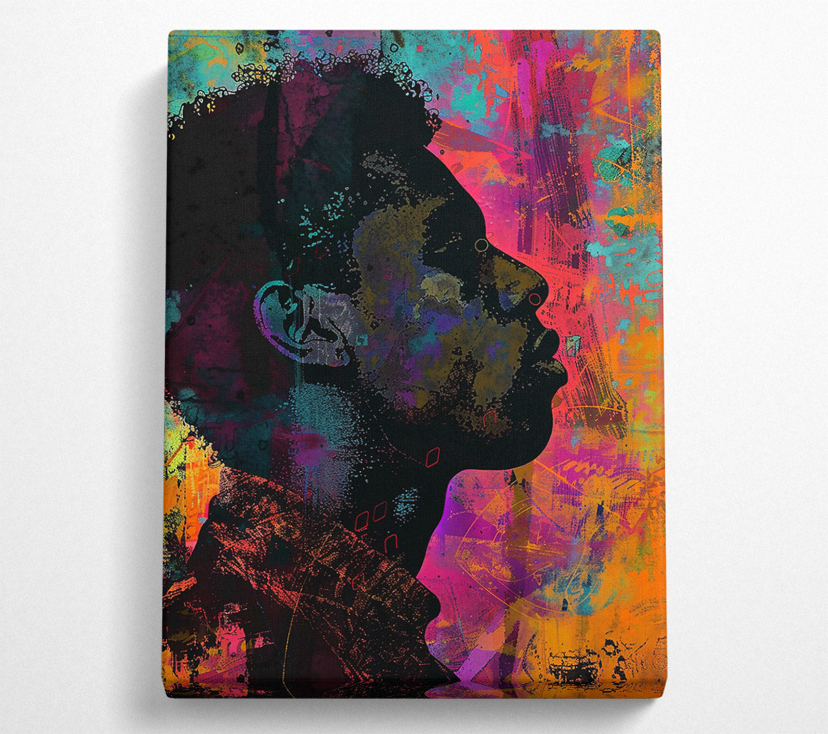 Orange Profile Silhouettes Canvas Art