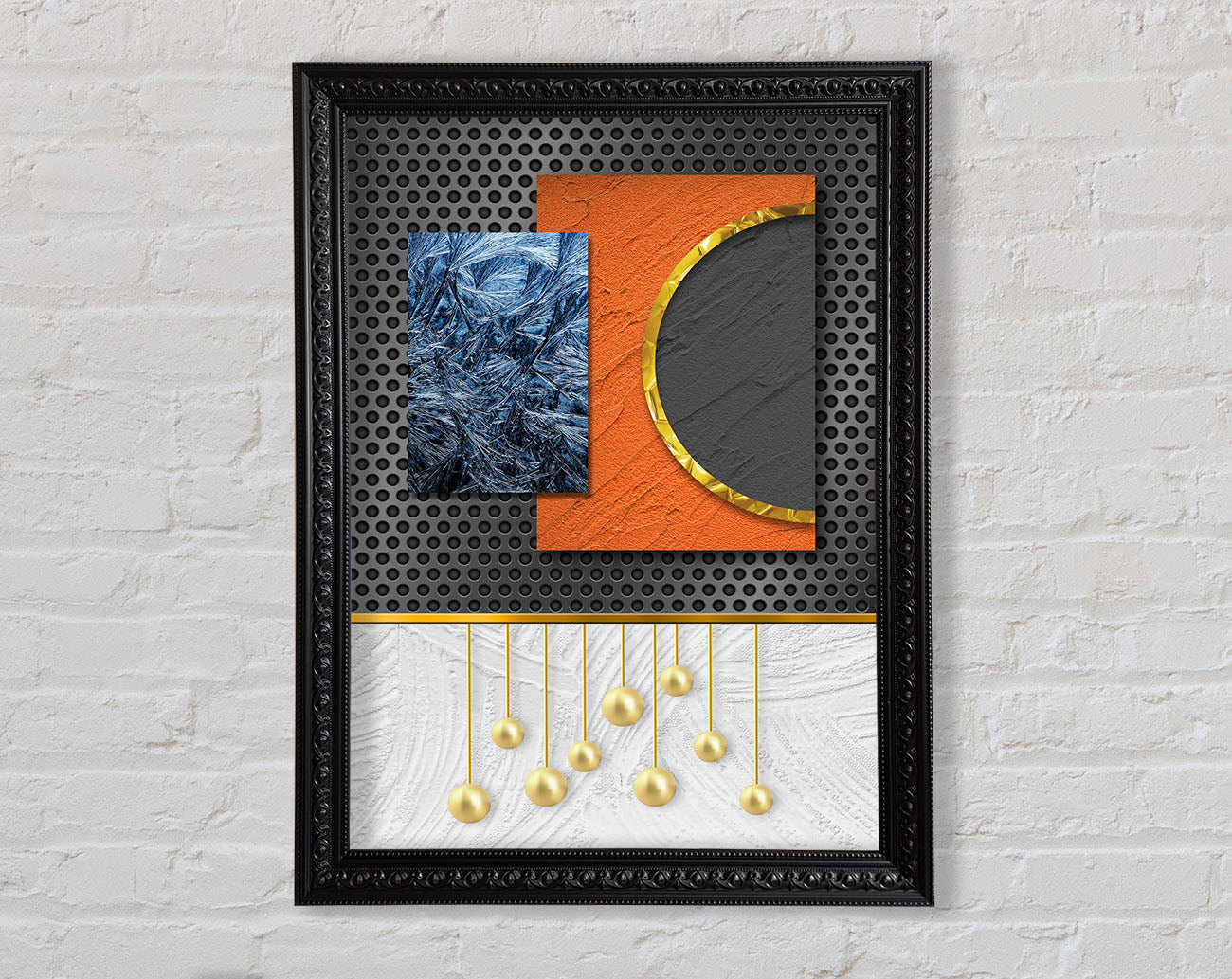 Abstract Shapes With Gold Framed Print