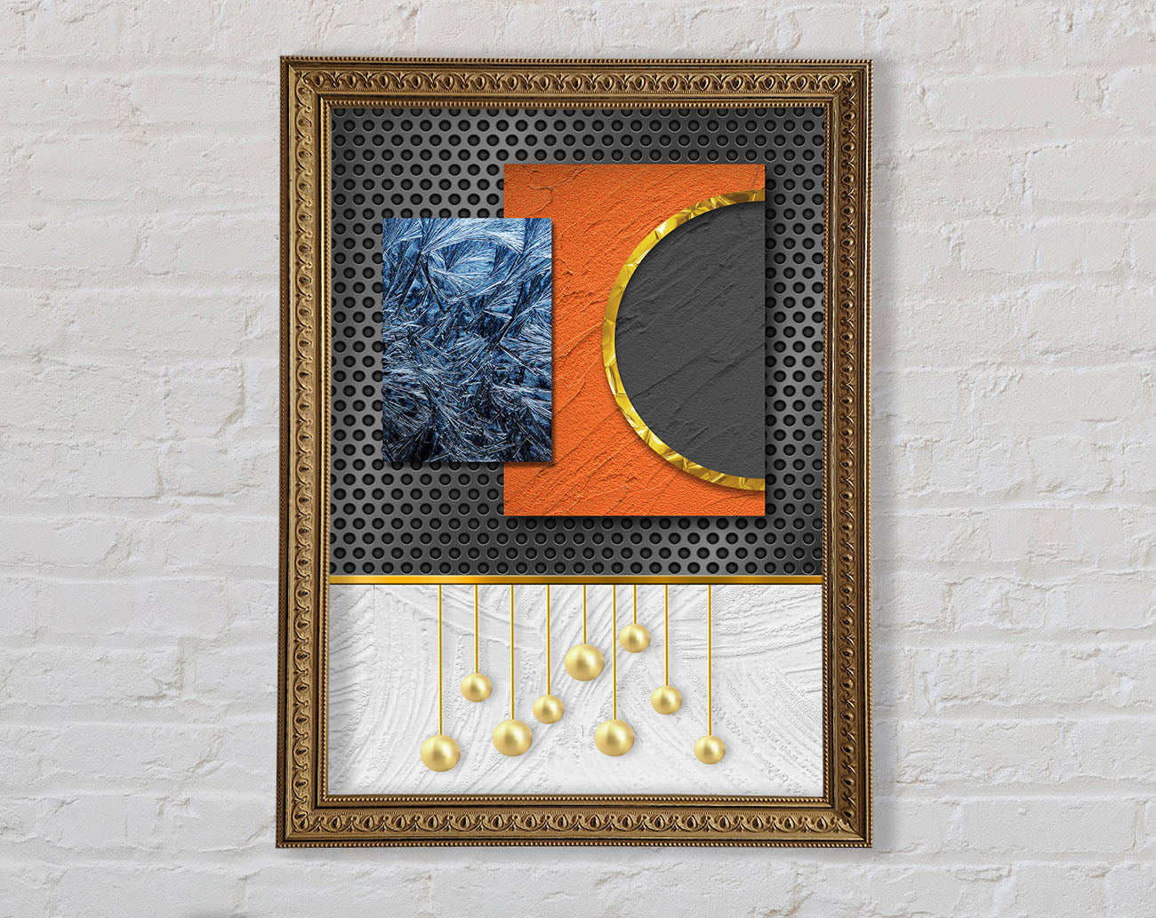 Abstract Shapes With Gold Framed Print