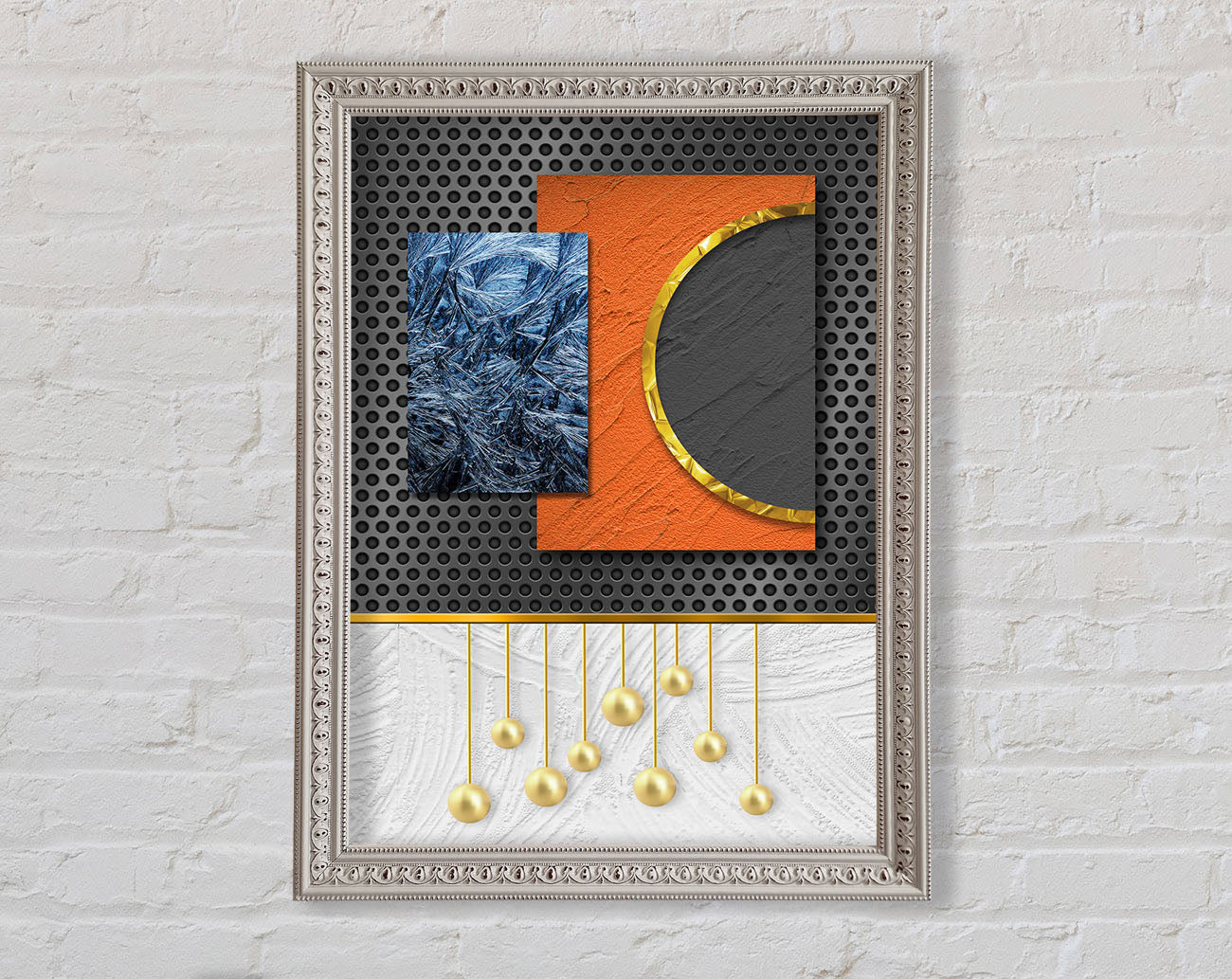 Abstract Shapes With Gold Framed Print