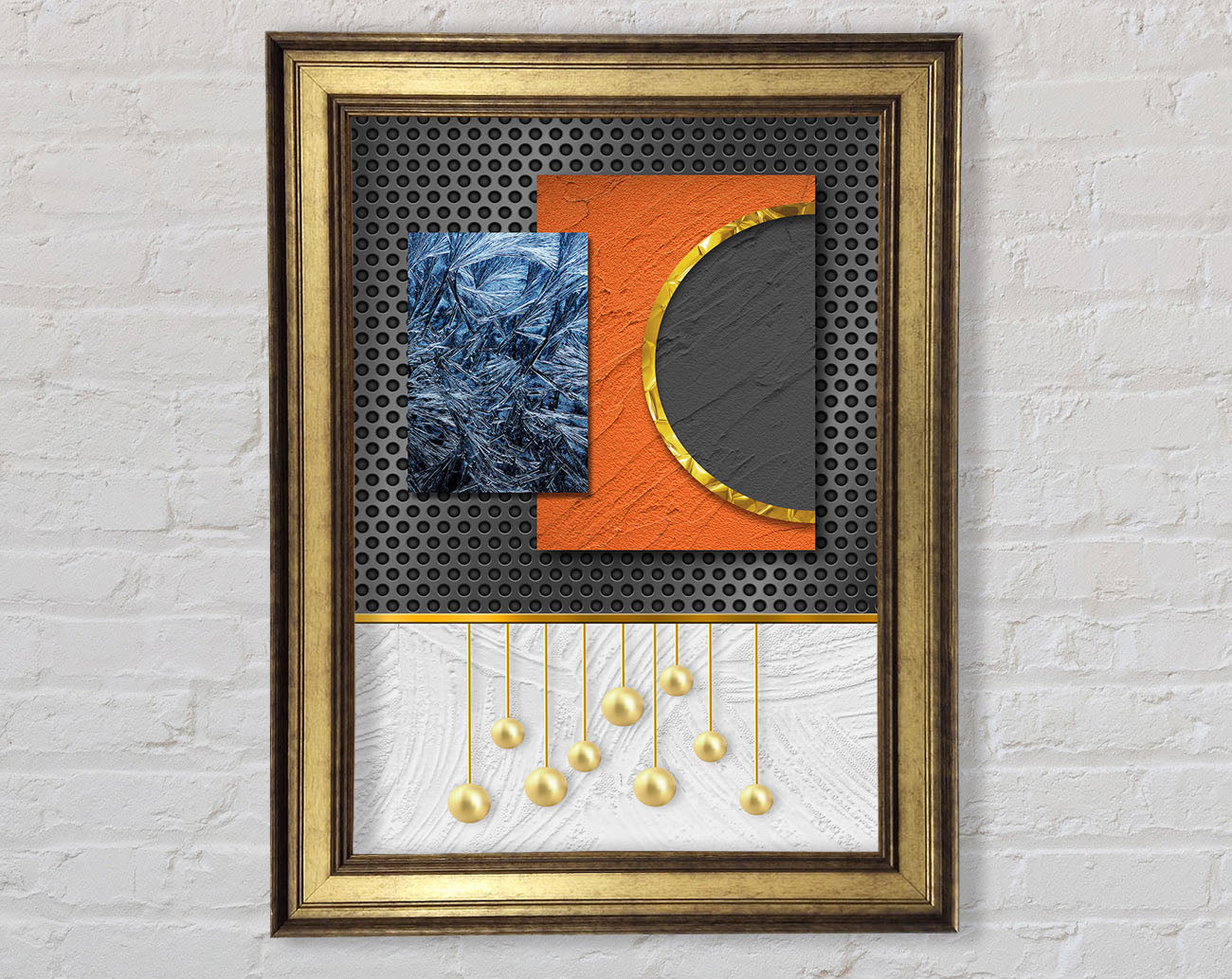 Abstract Shapes With Gold Framed Print