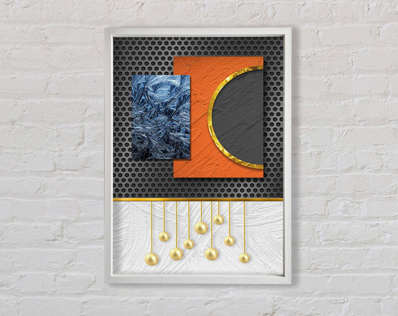 Abstract Shapes With Gold Framed Print