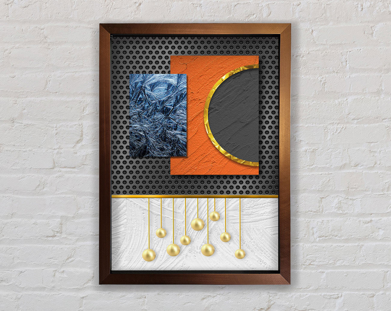 Abstract Shapes With Gold Framed Print