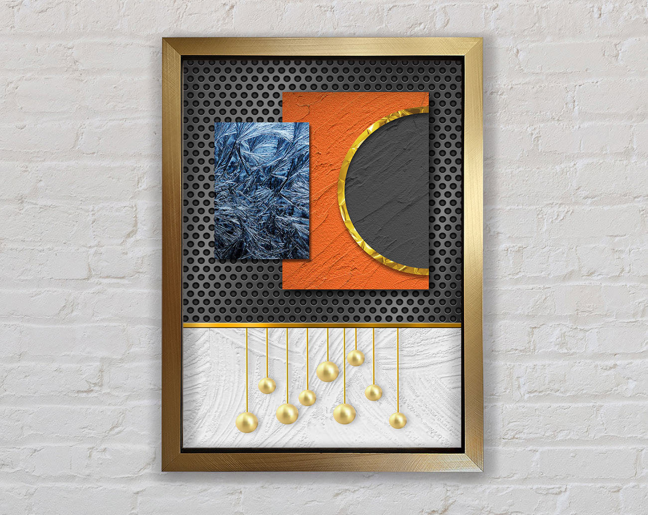 Abstract Shapes With Gold Framed Print
