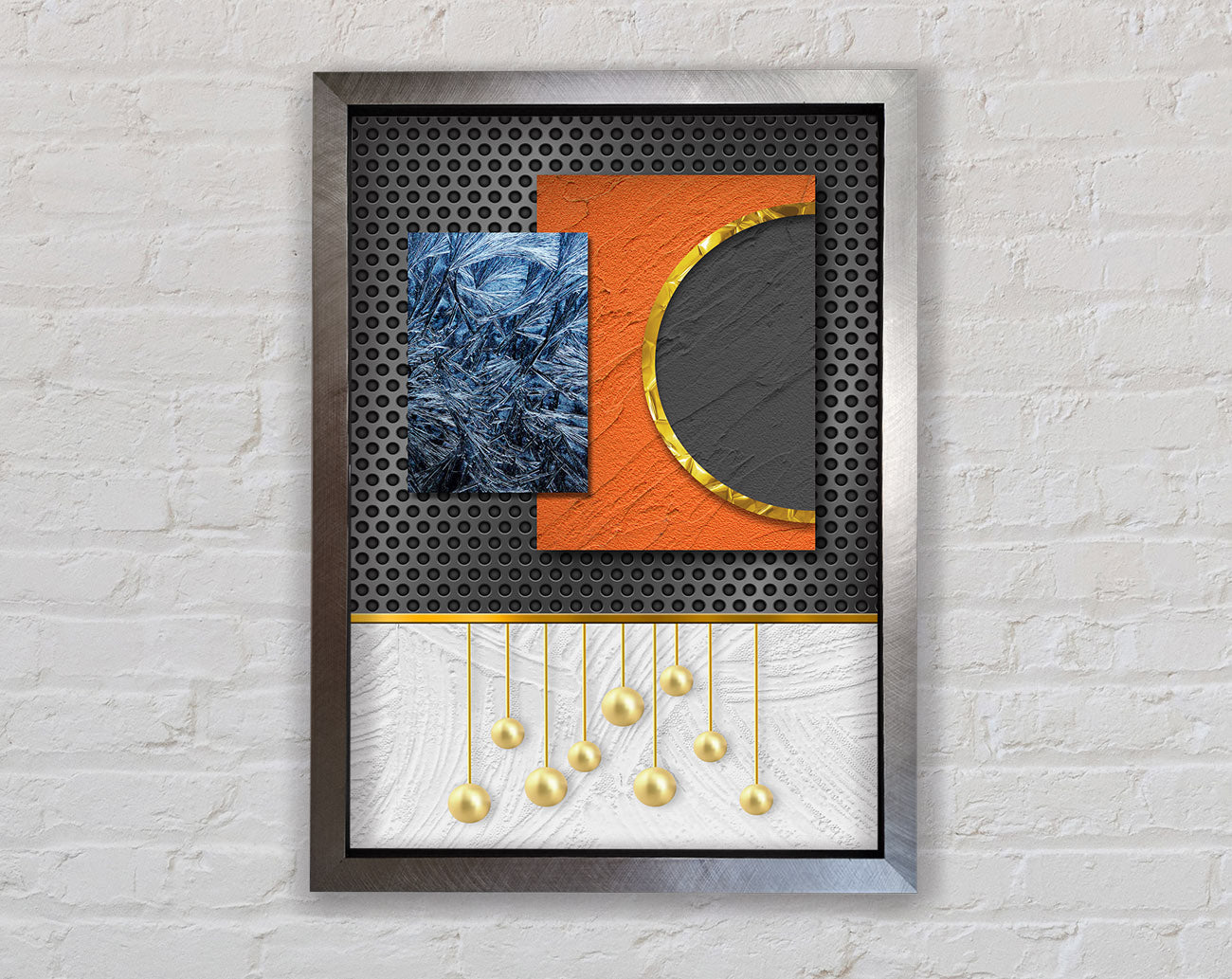 Abstract Shapes With Gold Framed Print