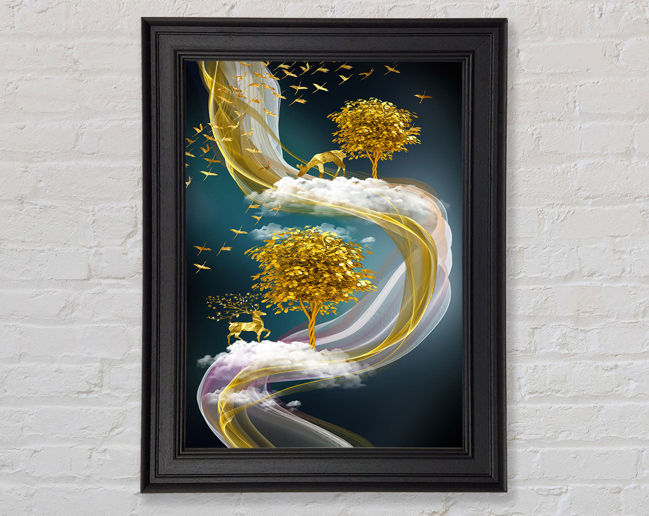 Abstract Swirl Stags Framed Print