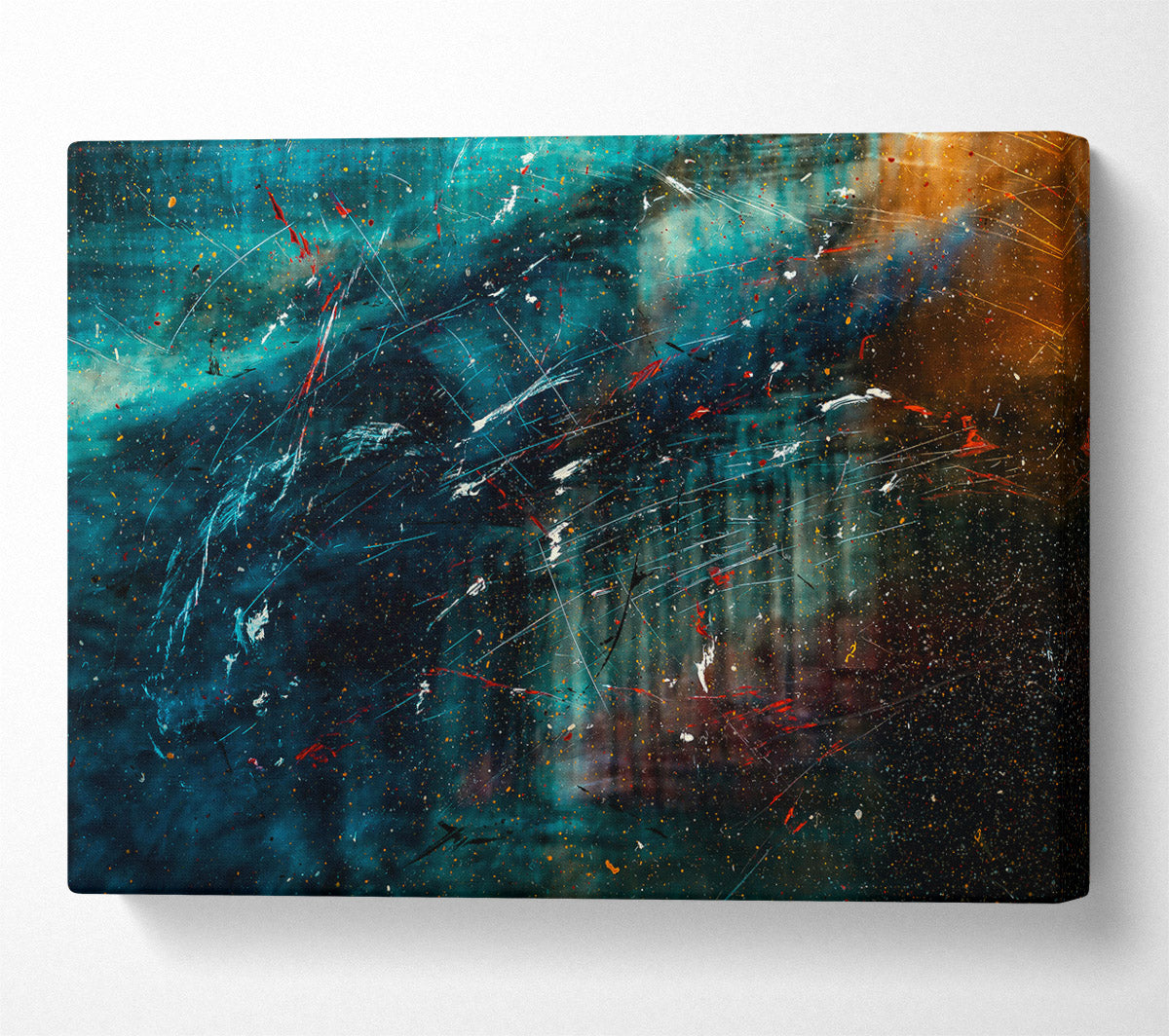 Teal Cosmic Dance Canvas Wall Art