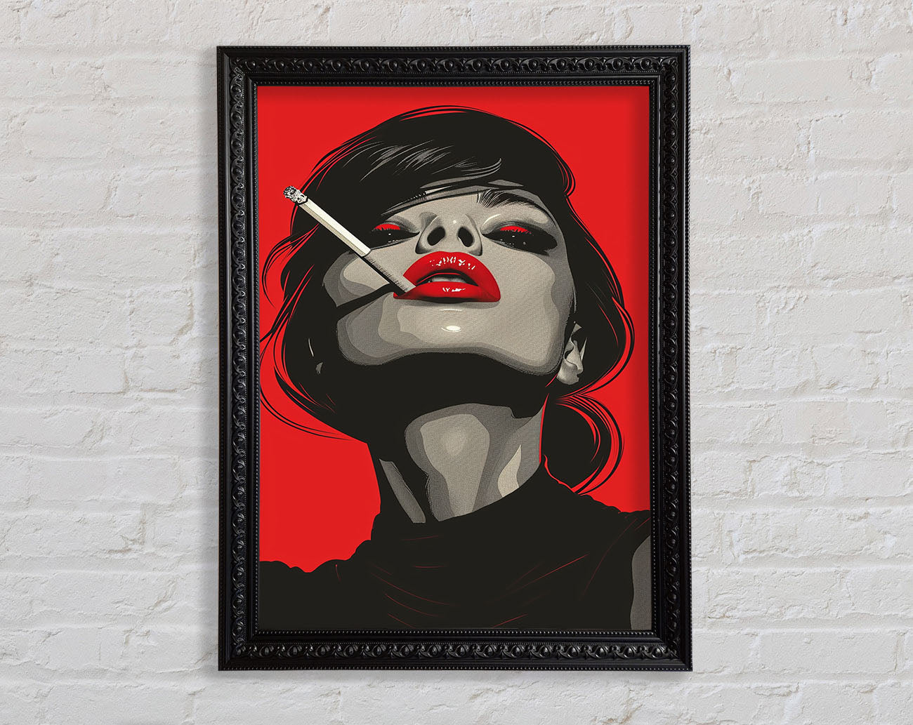 Abstract Woman Smoking Framed Print