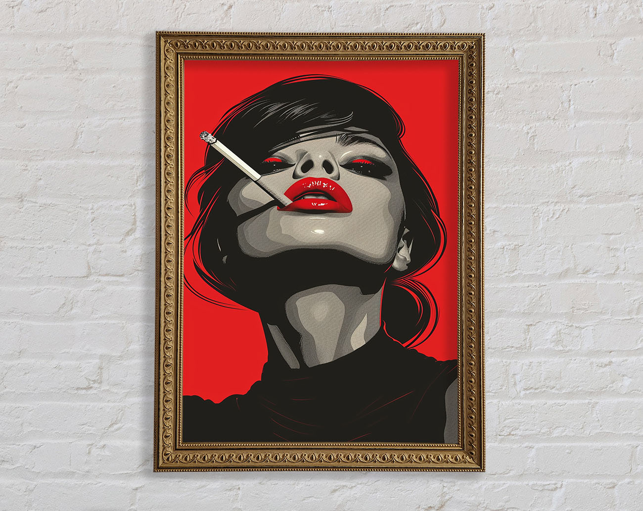 Abstract Woman Smoking Framed Print