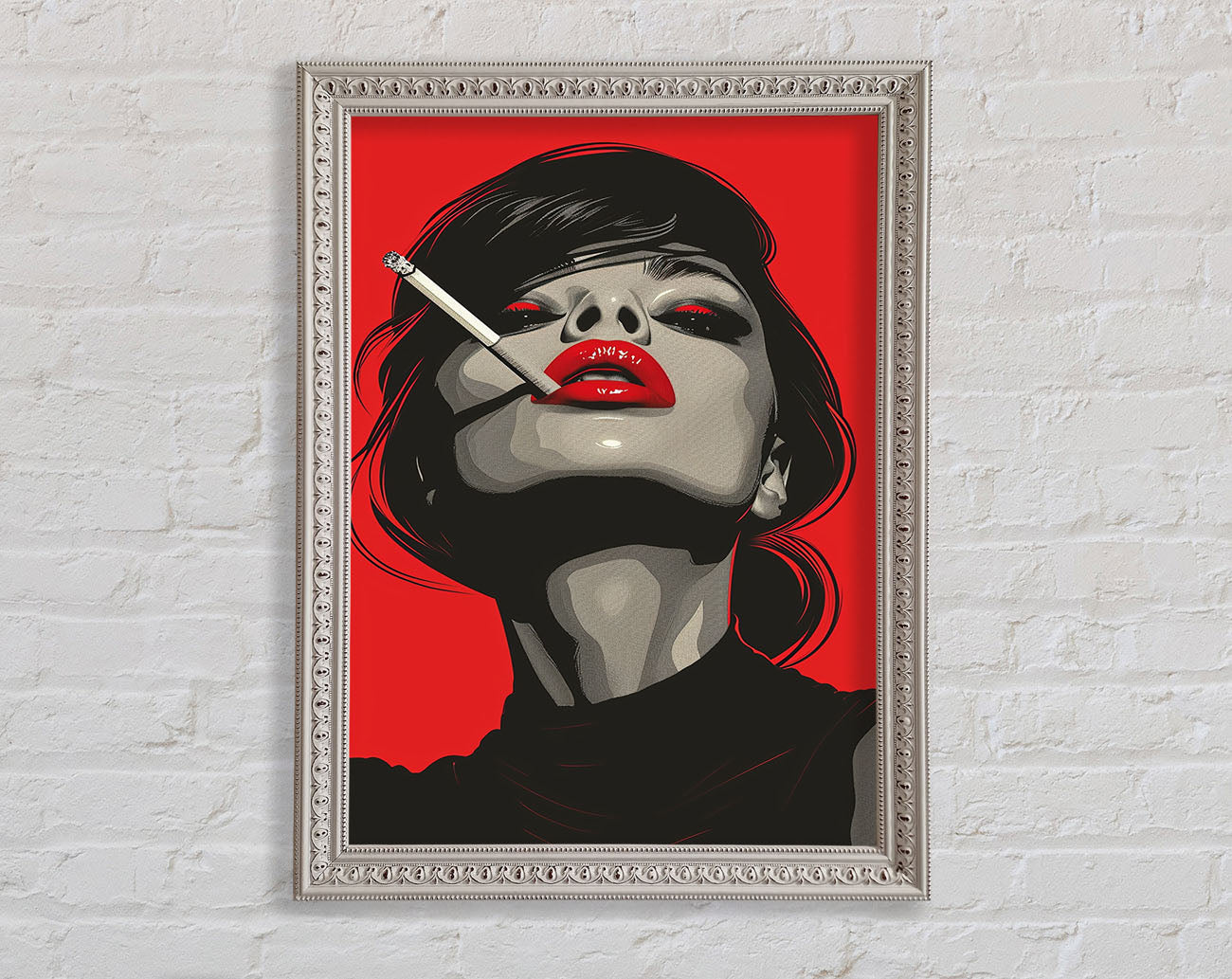 Abstract Woman Smoking Framed Print