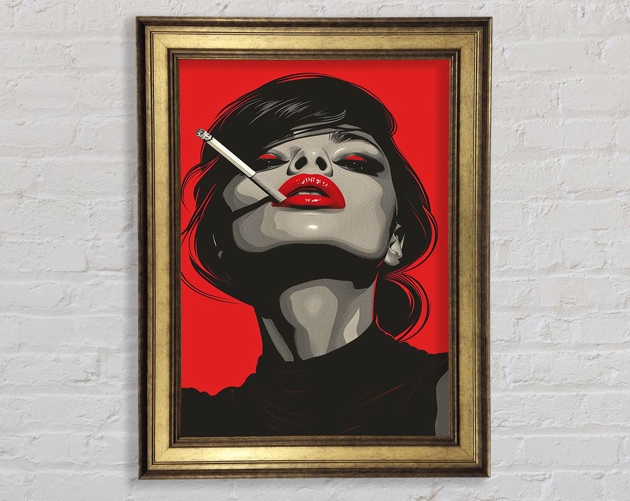 Abstract Woman Smoking Framed Print