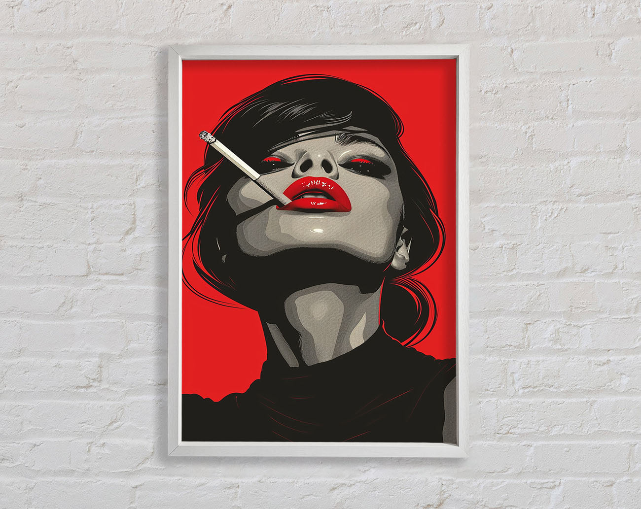 Abstract Woman Smoking Framed Print