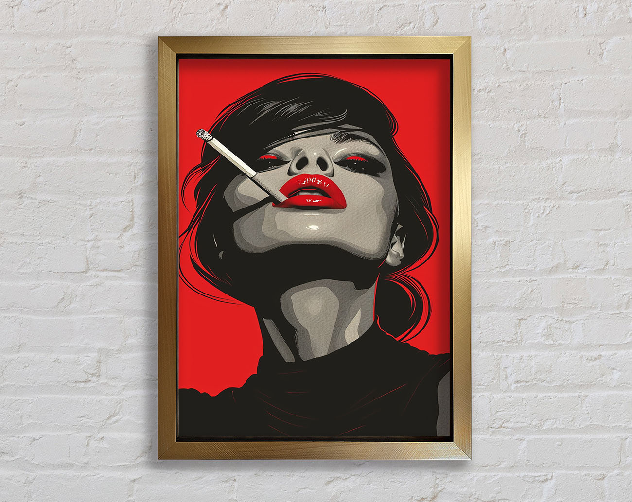 Abstract Woman Smoking Framed Print