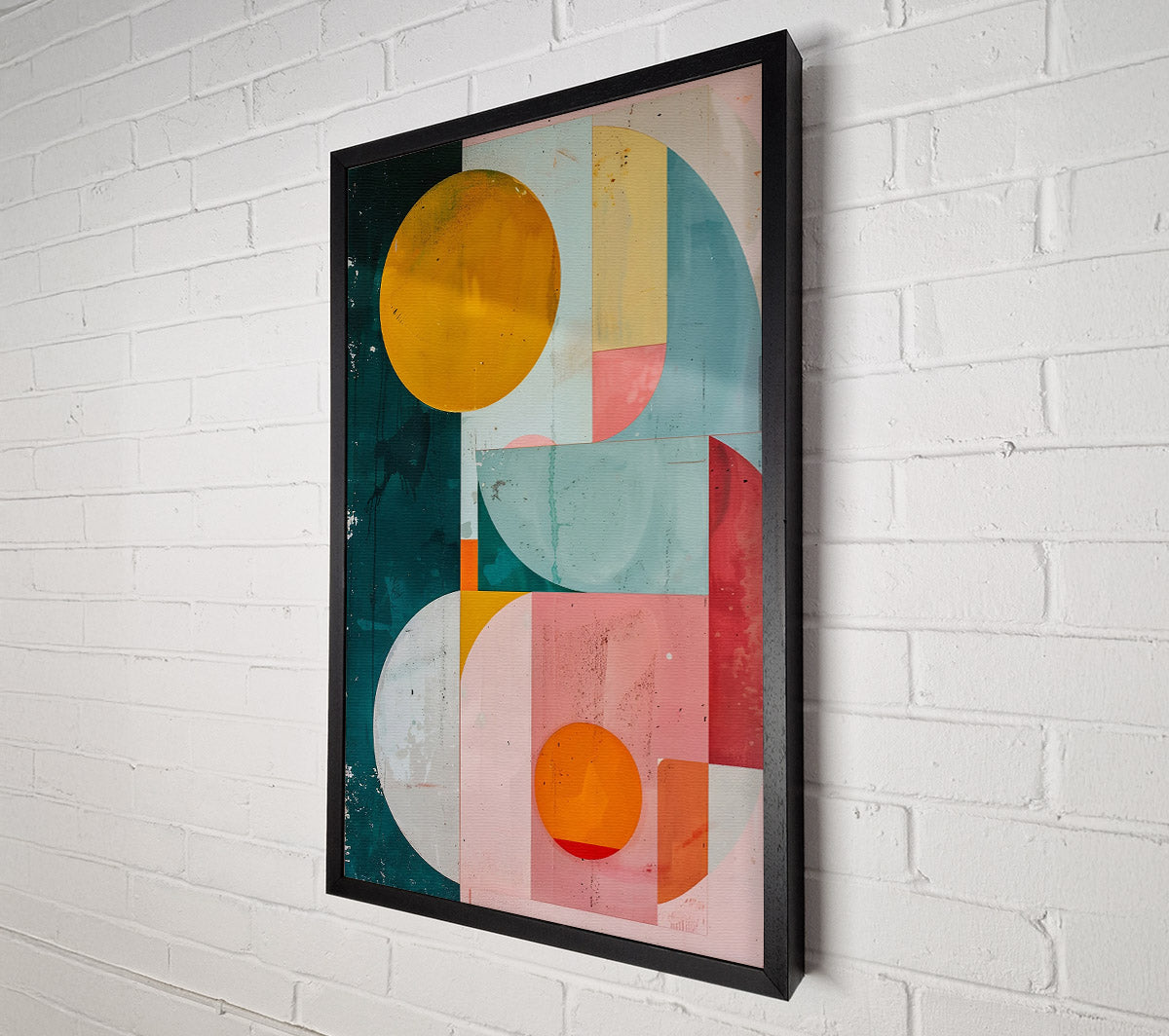 Pink Geometric Circles Canvas Wall Art