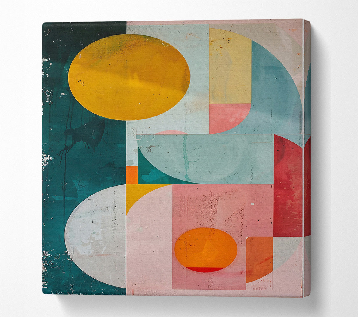 Pink Geometric Circles Canvas Wall Art