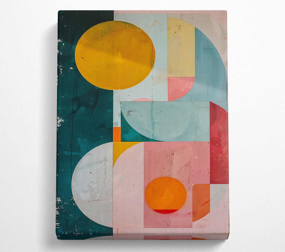 Pink Geometric Circles Canvas Wall Art