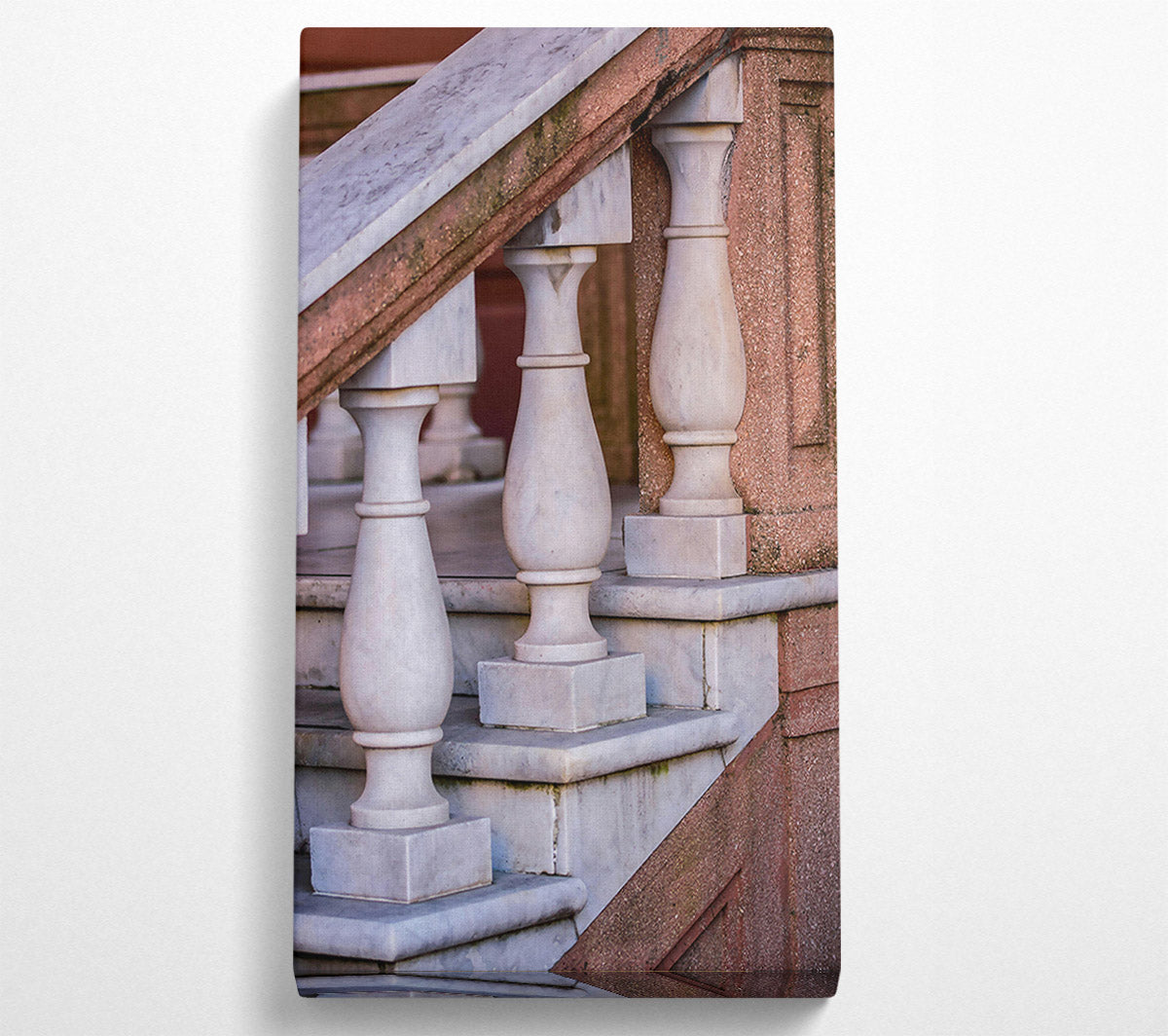 White Marble Stairway Canvas Wall Art