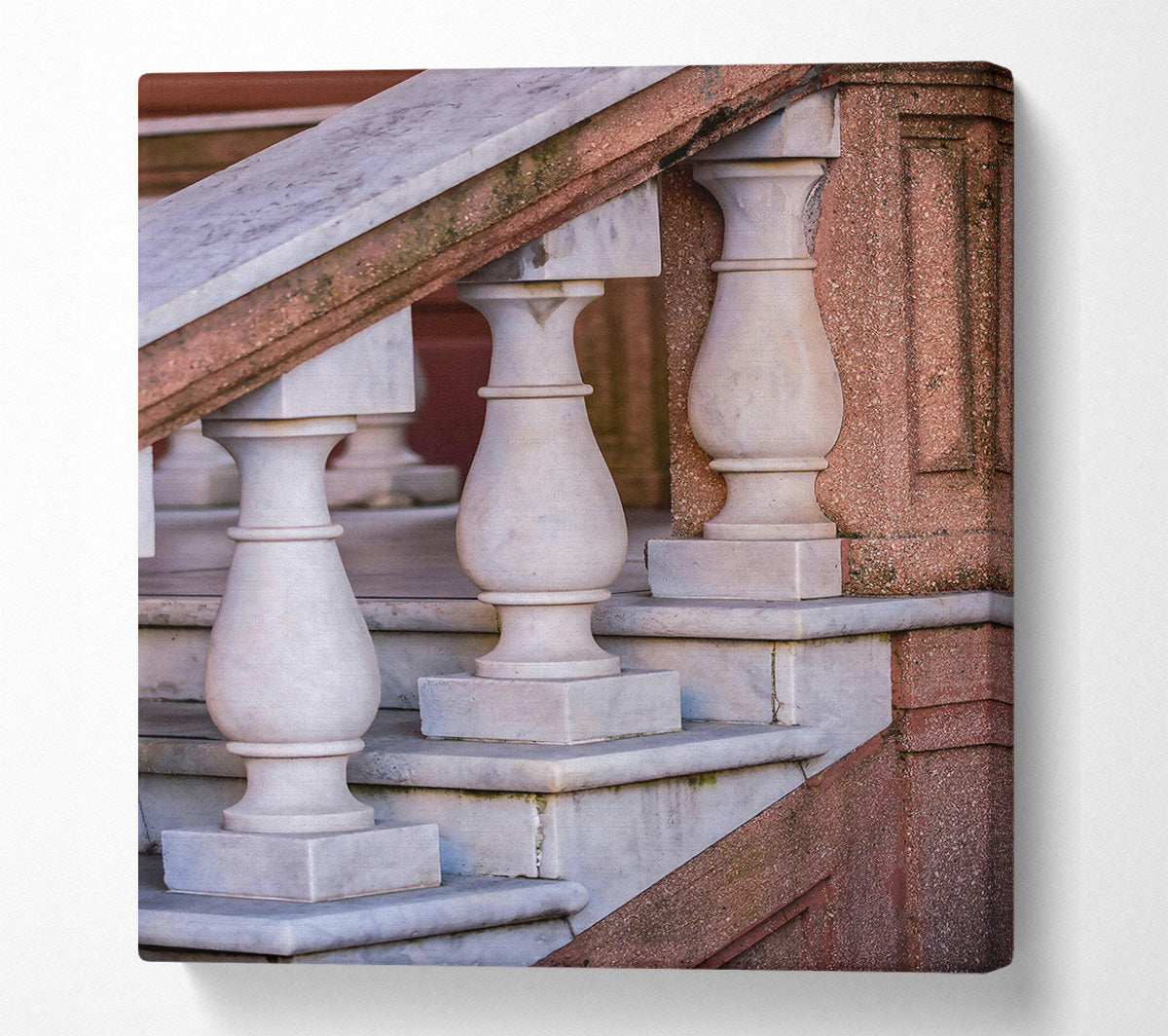 White Marble Stairway Canvas Wall Art