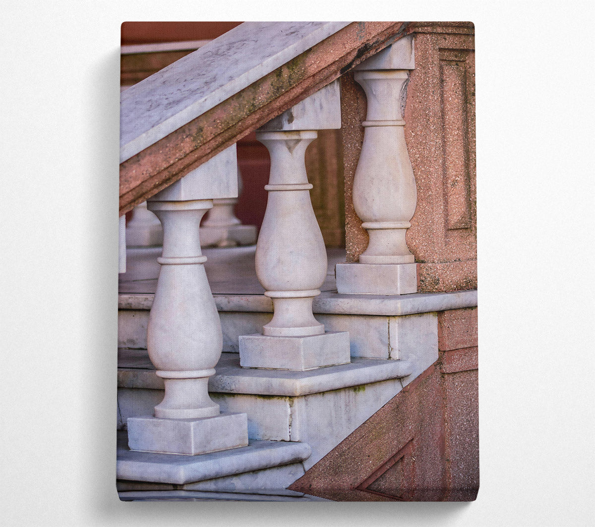 White Marble Stairway Canvas Wall Art
