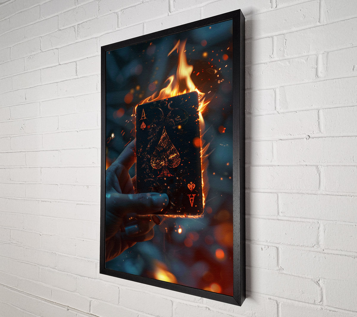 Ace Of Spades Fire Canvas Wall Art