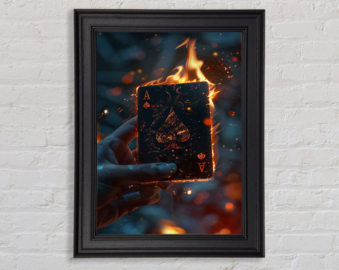 Ace Of Spades Fire Framed Print