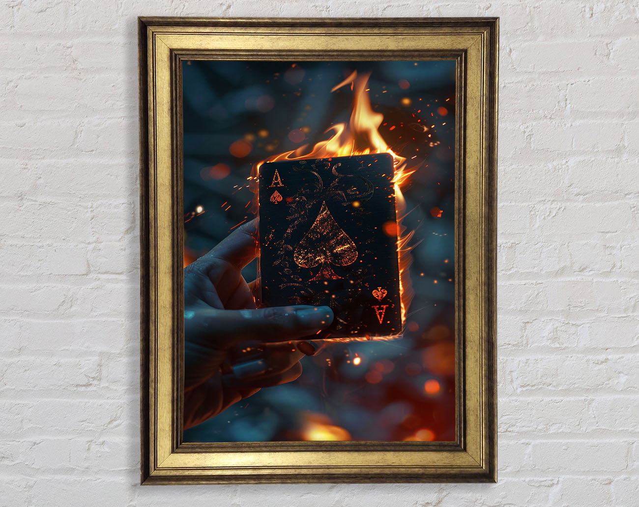 Ace Of Spades Fire Framed Print