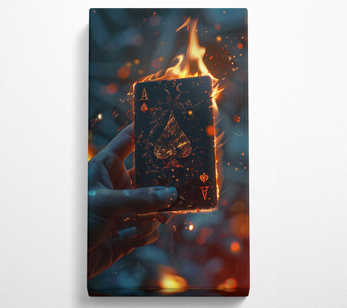 Ace Of Spades Fire Canvas Wall Art