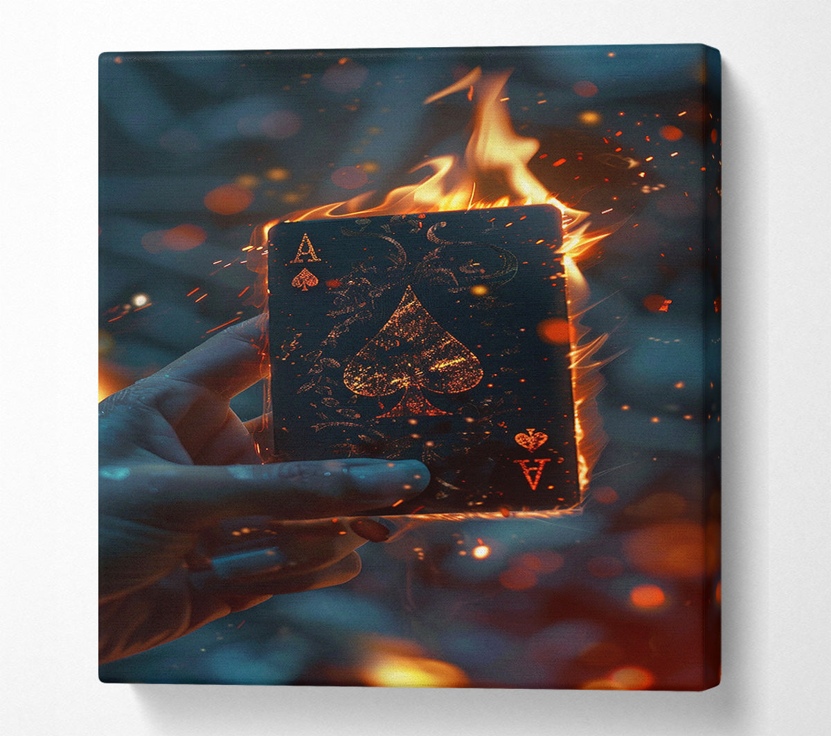 Ace Of Spades Fire Canvas Wall Art