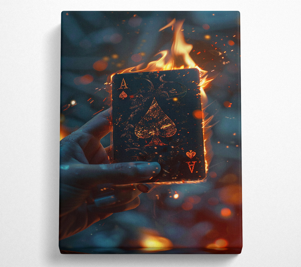 Ace Of Spades Fire Canvas Wall Art
