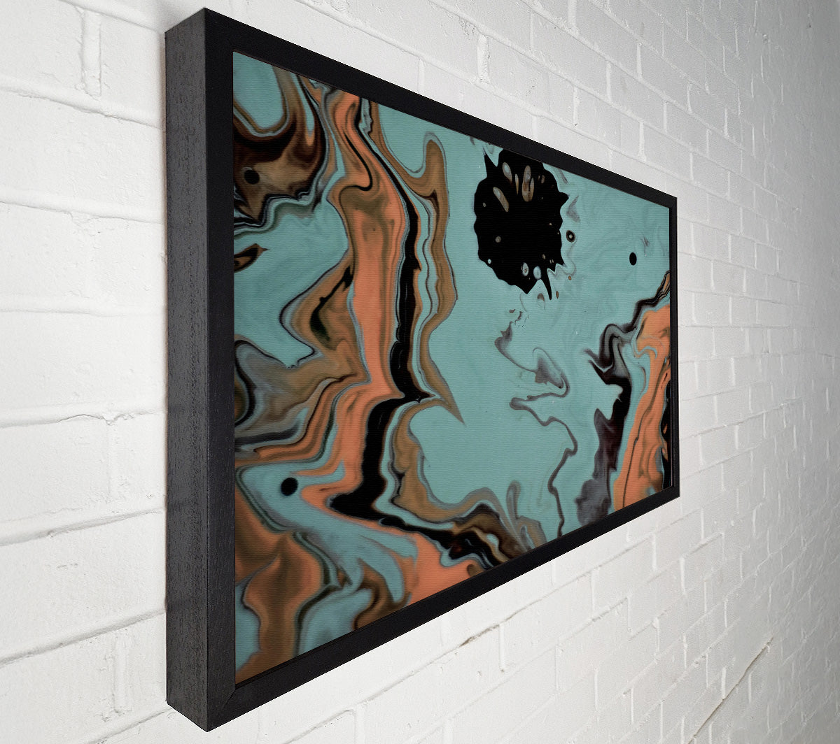 Teal Swirls And Drops Canvas Wall Art