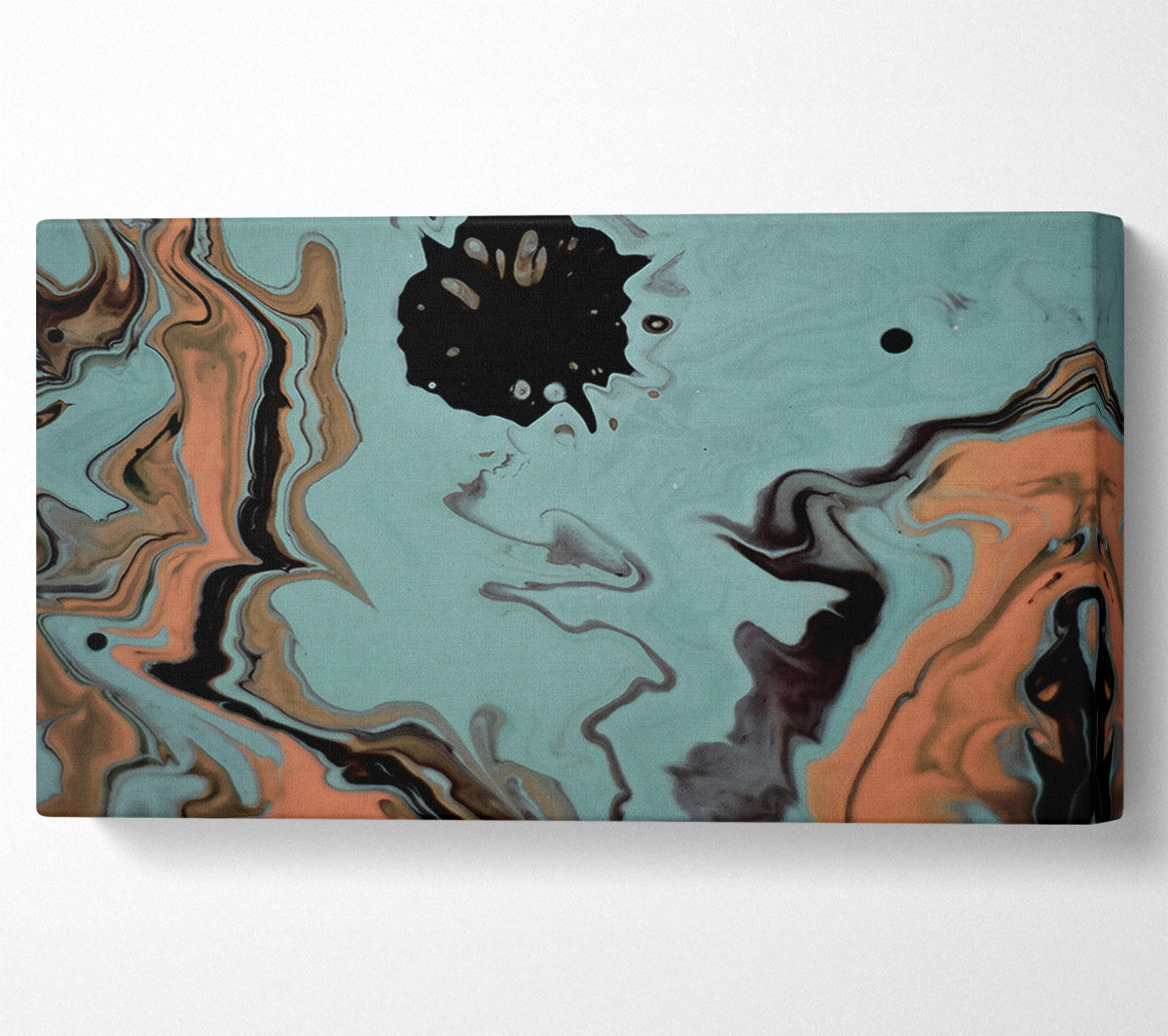Teal Swirls And Drops Canvas Wall Art