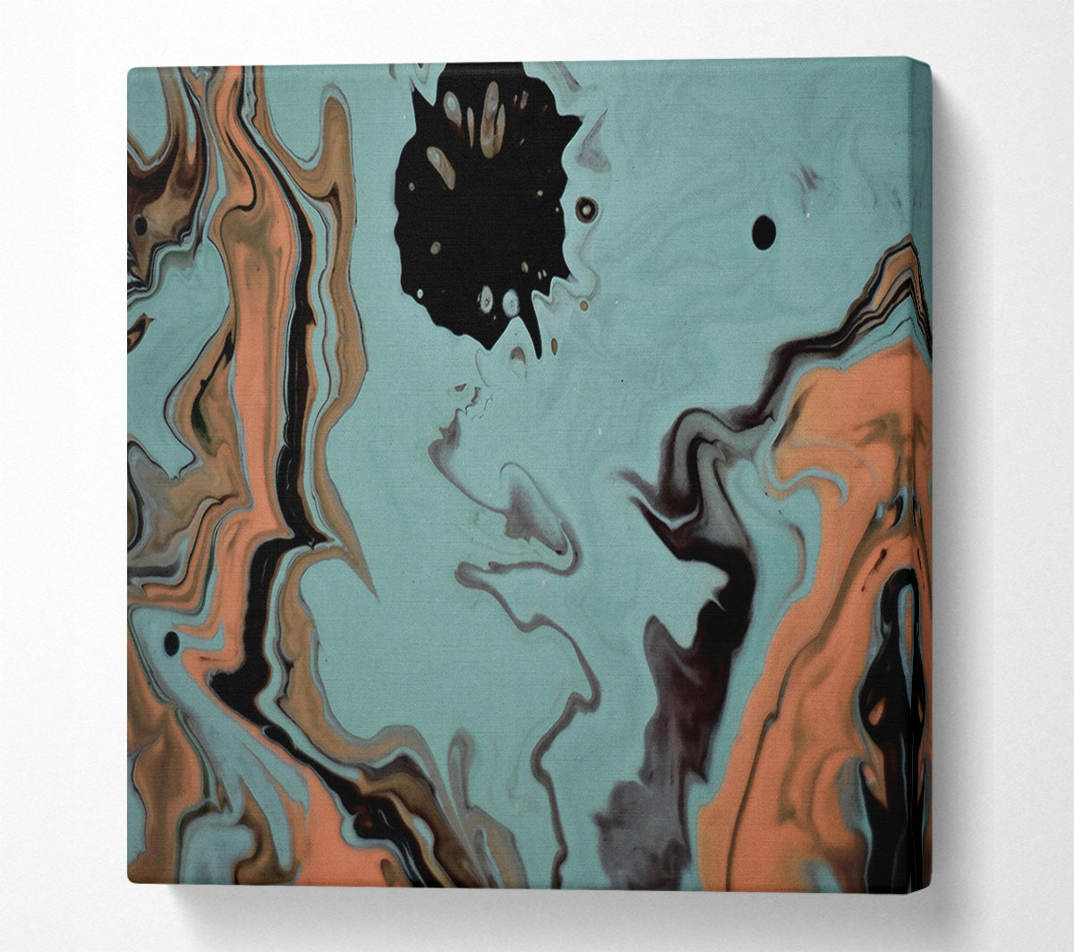 Teal Swirls And Drops Canvas Wall Art
