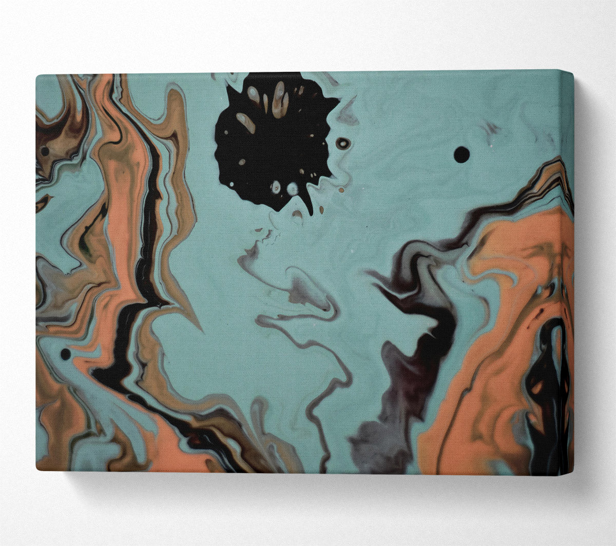 Teal Swirls And Drops Canvas Wall Art
