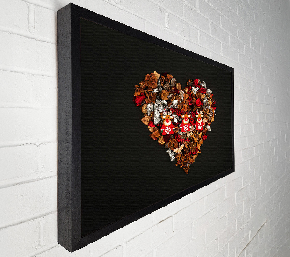 Red Reindeer Heart Canvas Wall Art