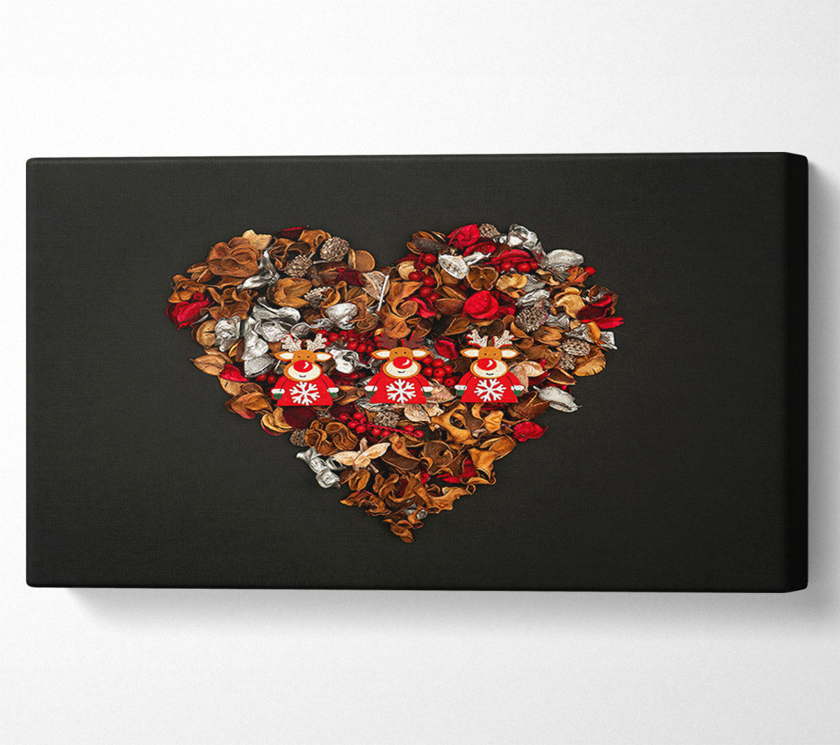 Red Reindeer Heart Canvas Wall Art