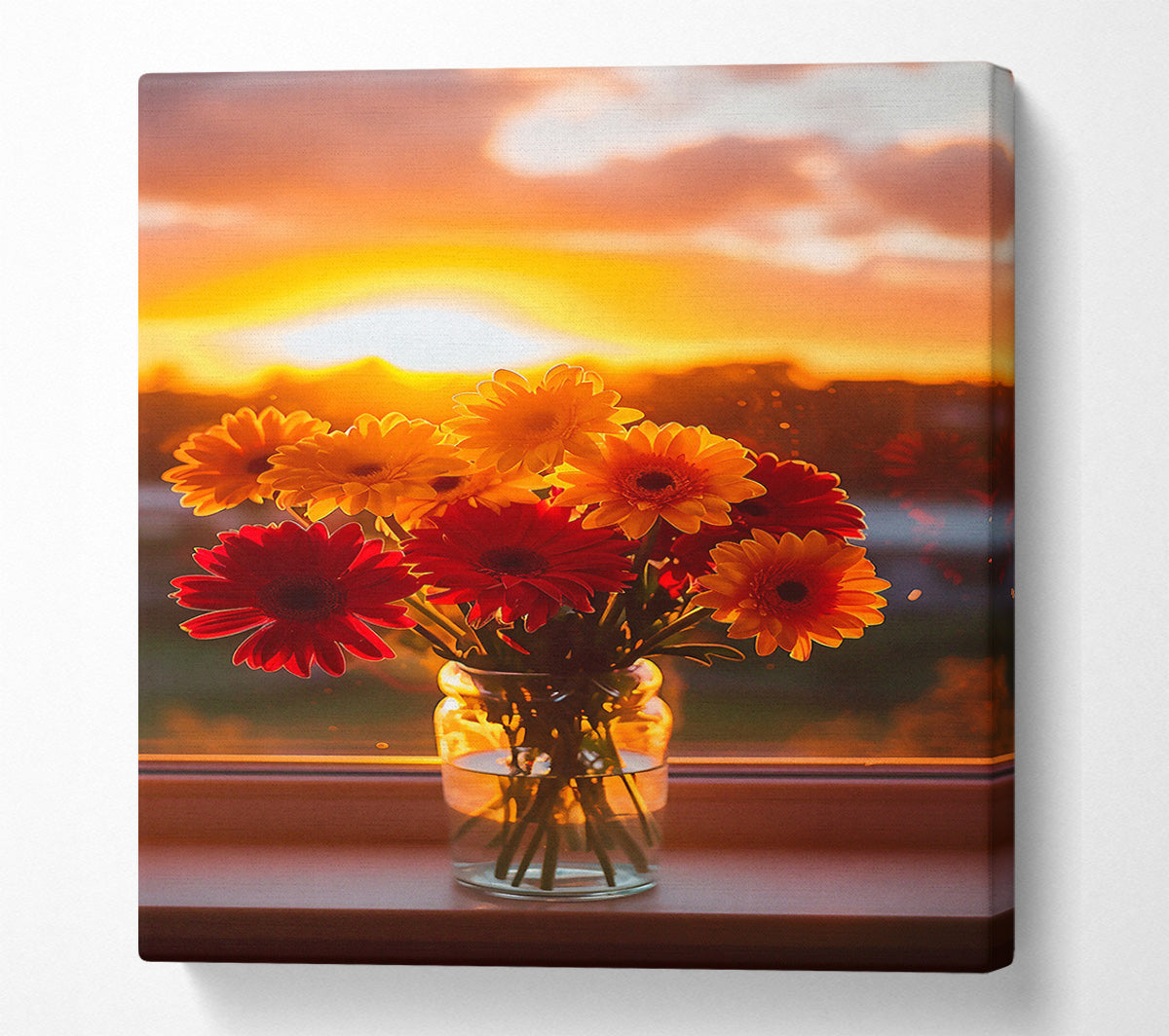 Red Sunset Blooms Canvas Wall Art