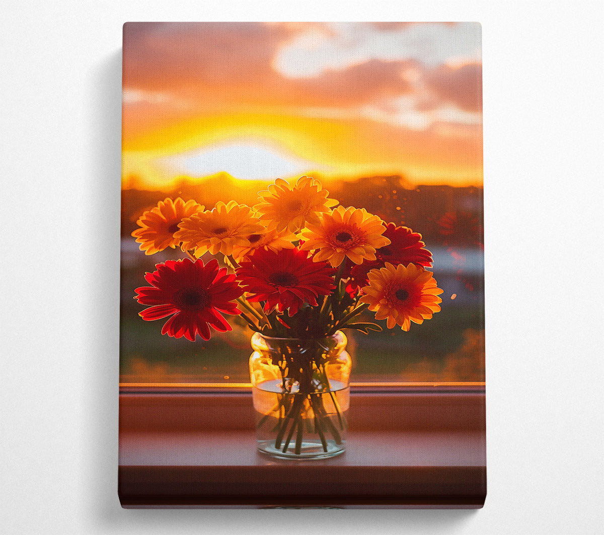 Red Sunset Blooms Canvas Wall Art