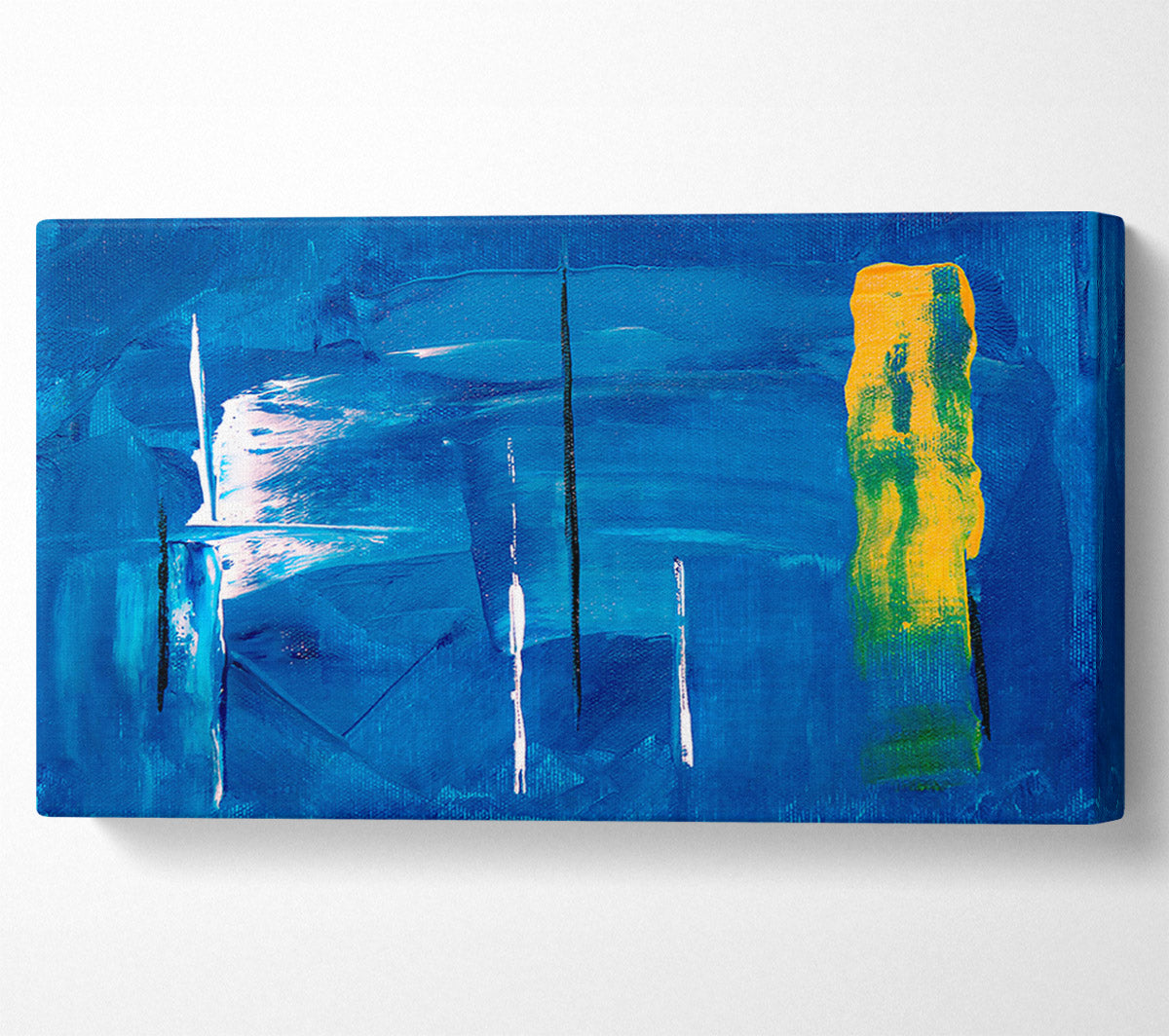 Azure And Yellow Brushstrokes Canvas Art