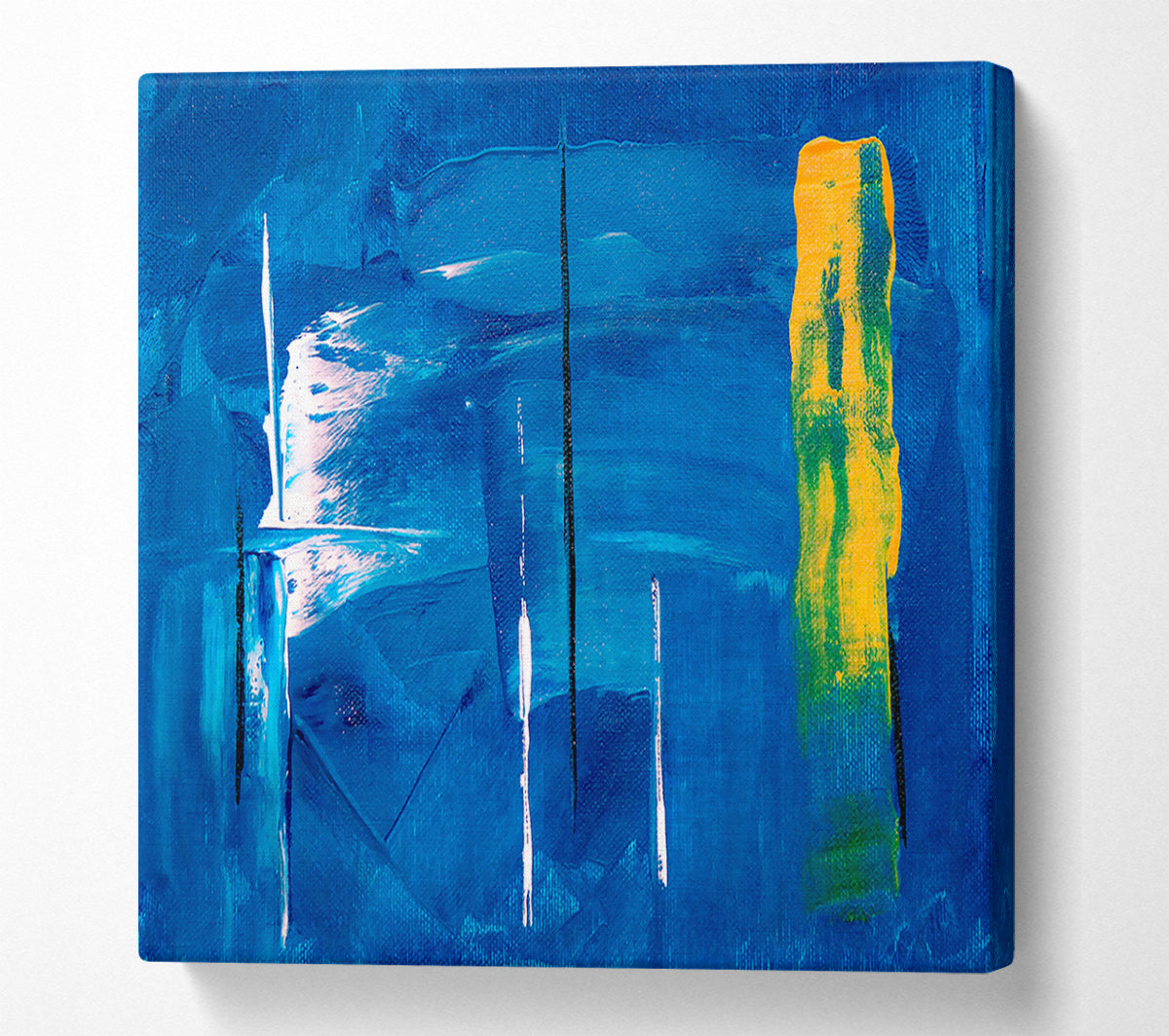 Azure And Yellow Brushstrokes Canvas Art