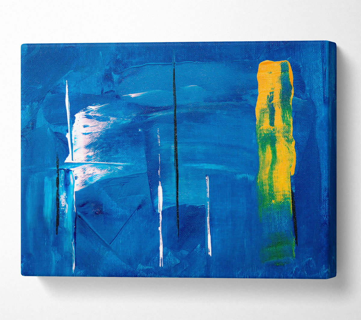 Azure And Yellow Brushstrokes Canvas Art