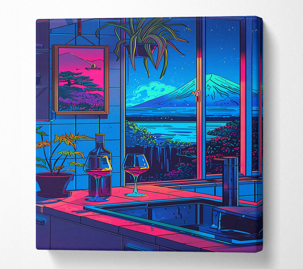 Pink Sunset Kitchen Canvas Wall Art