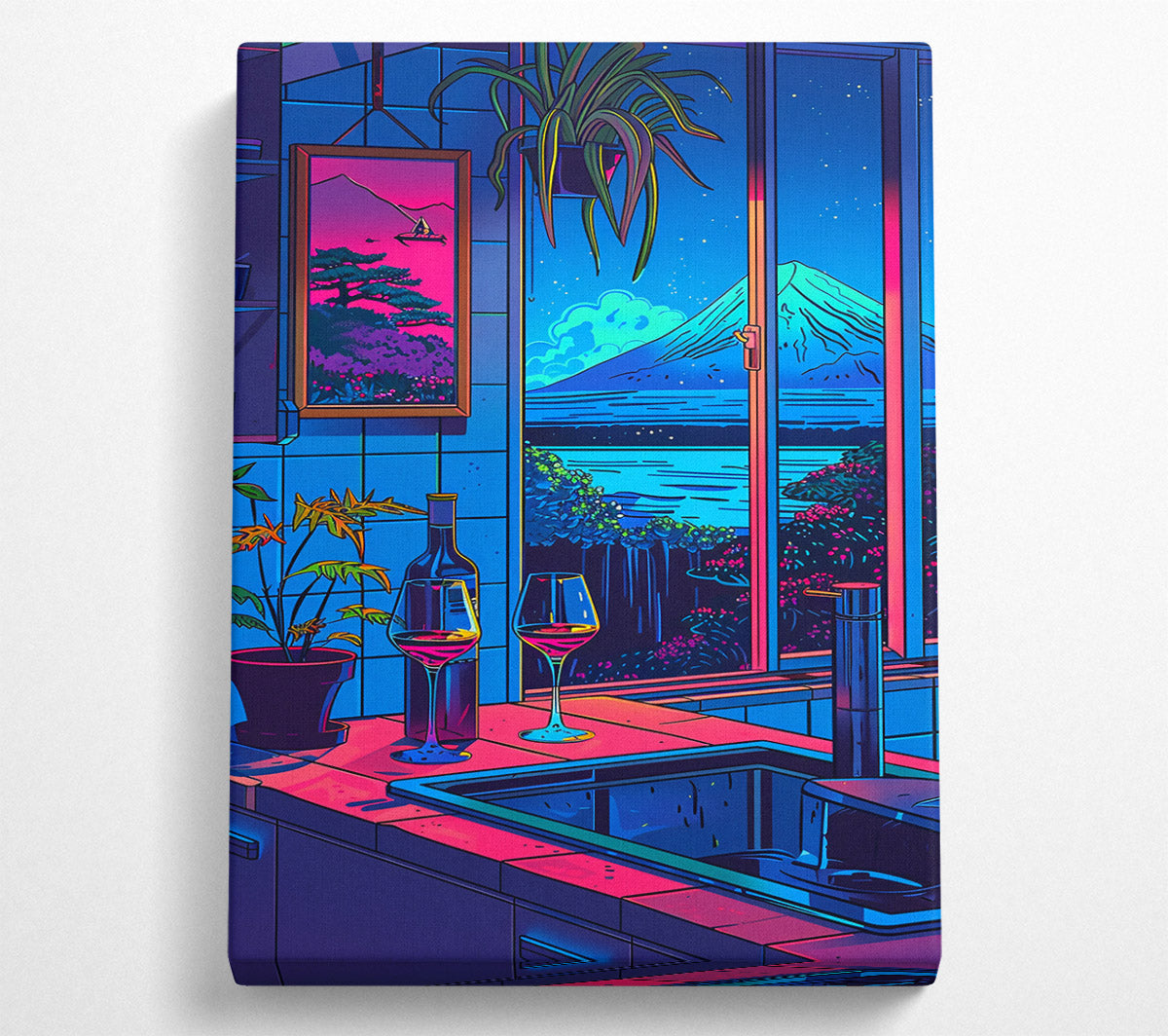 Pink Sunset Kitchen Canvas Wall Art