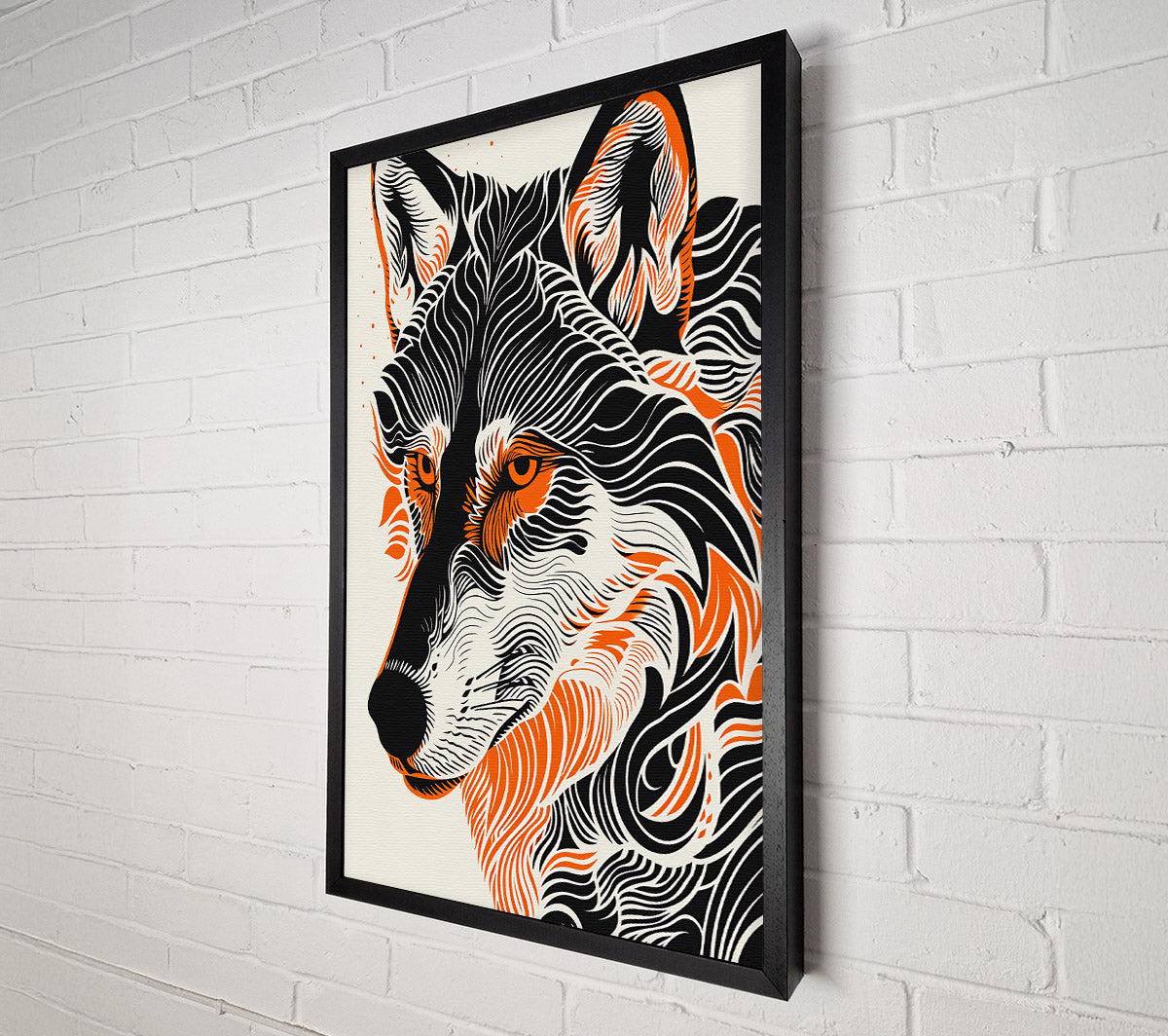 Orange Wolf Lines Canvas Print