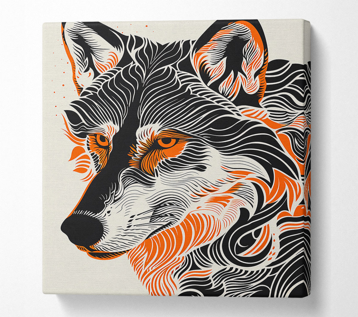 Orange Wolf Lines Canvas Print