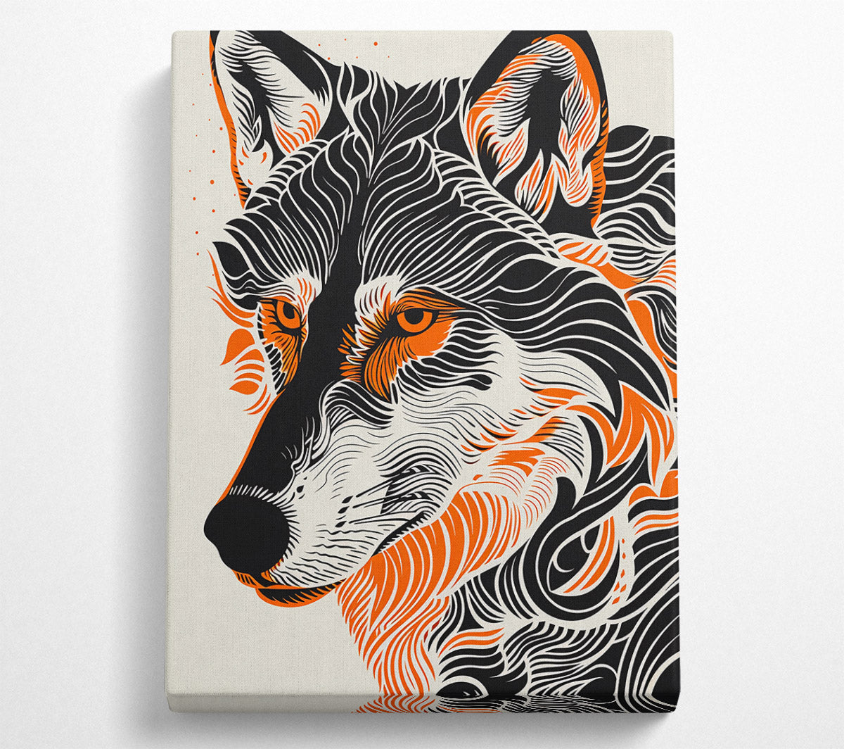Orange Wolf Lines Canvas Print