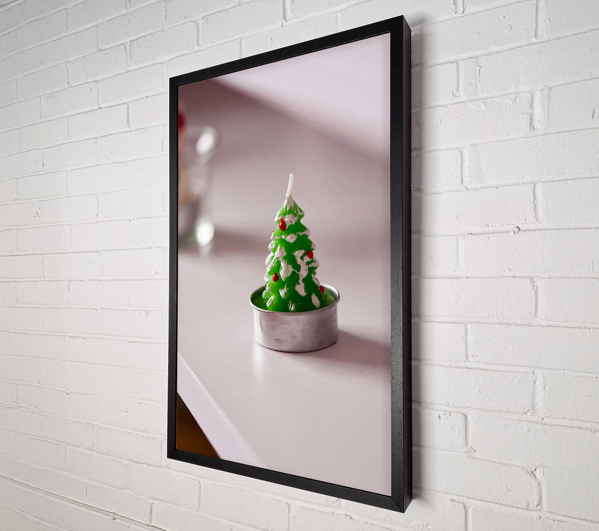 Green Christmas Candle Canvas Art
