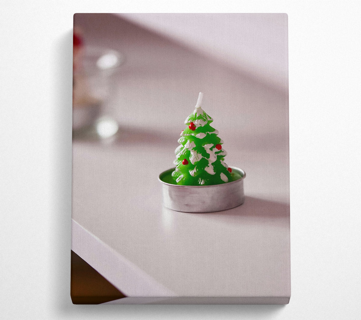 Green Christmas Candle Canvas Art