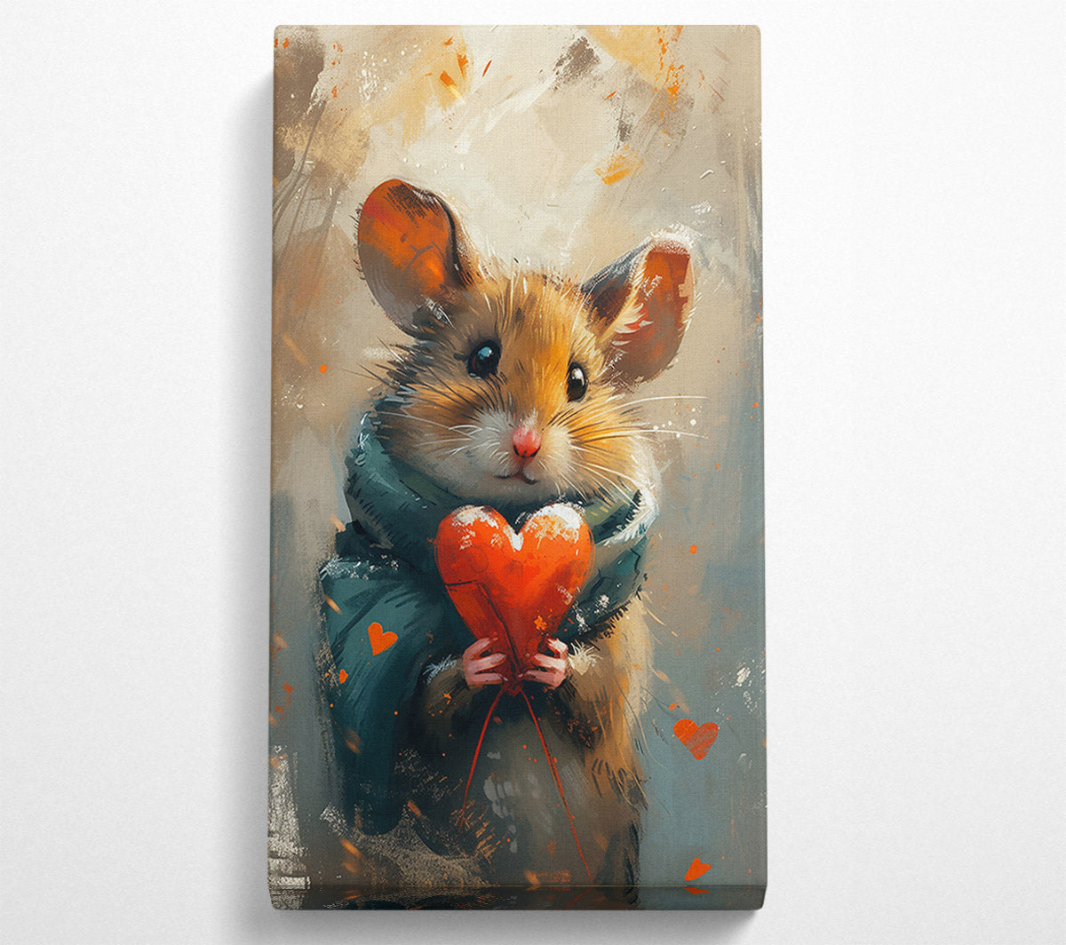 Red Heart Mouse Canvas Wall Art