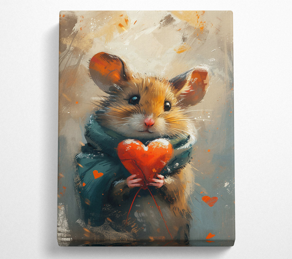 Red Heart Mouse Canvas Wall Art