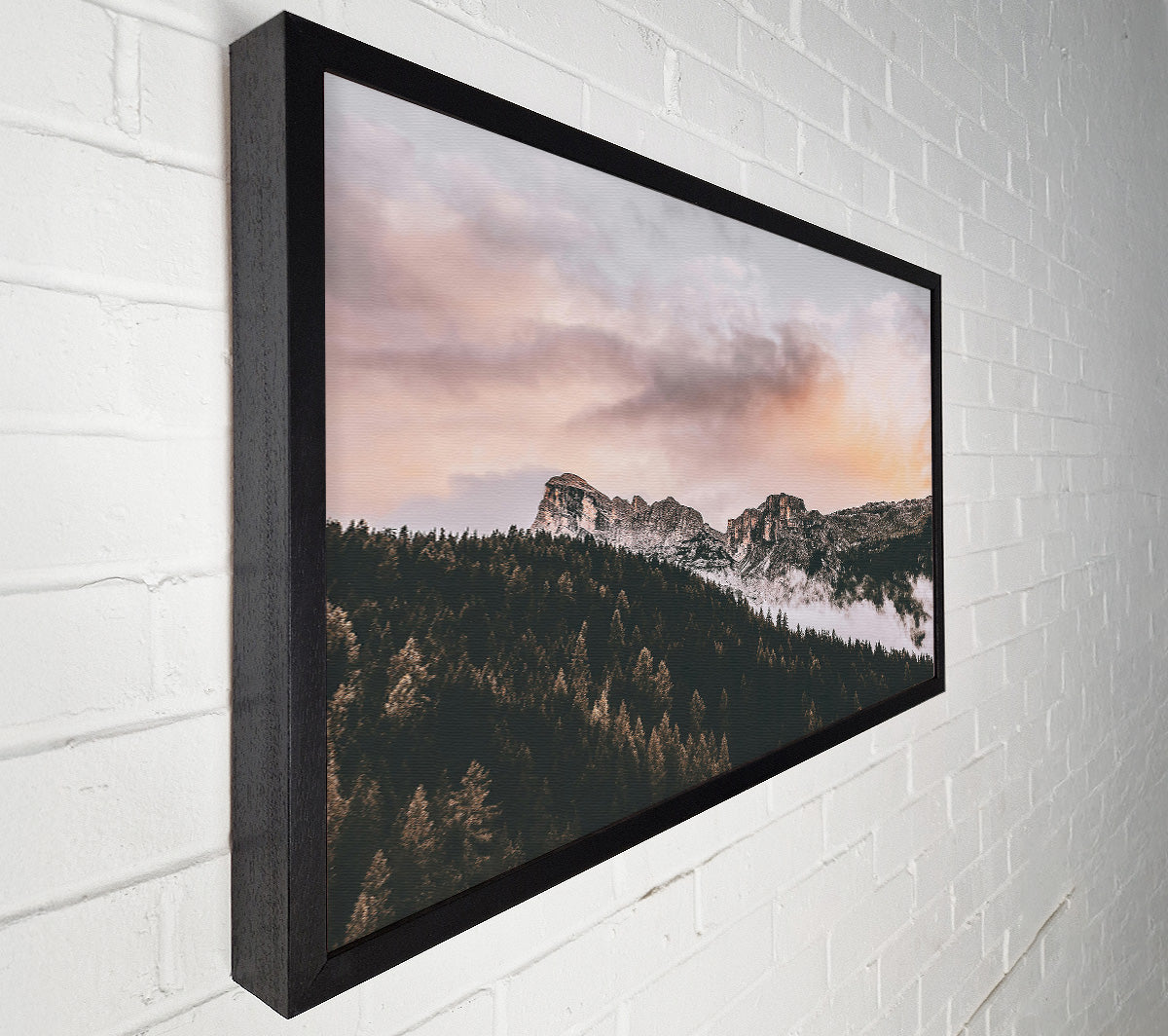 Pink-Hued Mountaintop Mist Canvas Wall Art